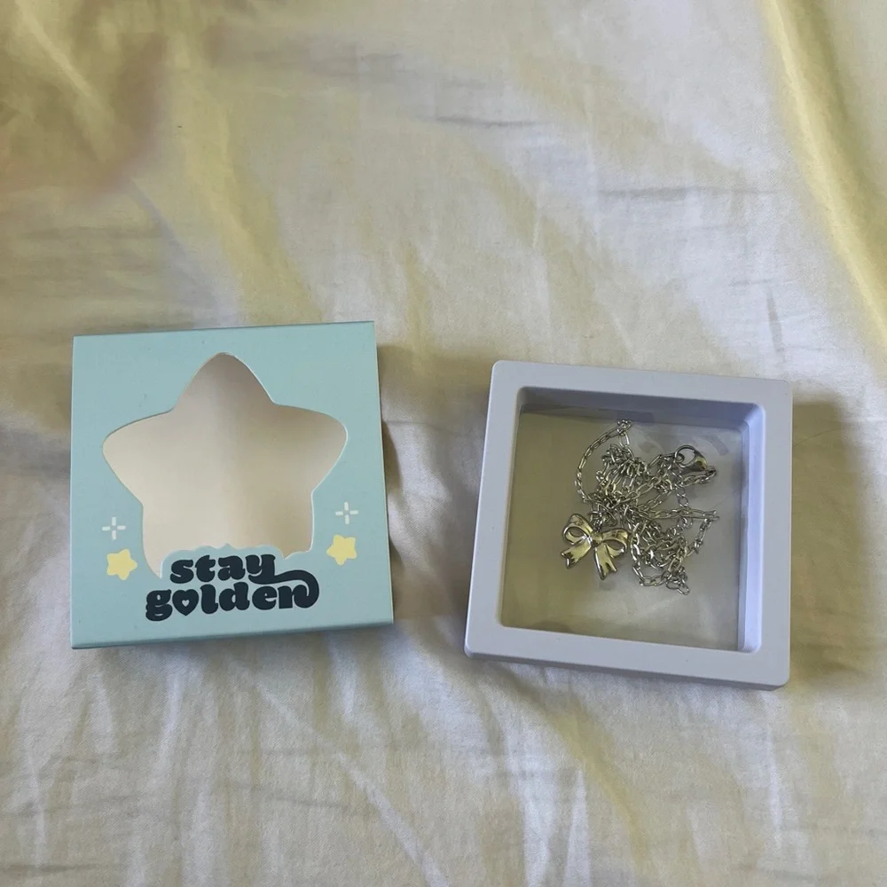 Stay Golden Stainless Steel Silver Bow Necklace - Picture 3 of 6